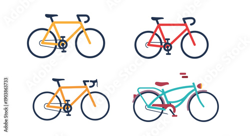 Bicycle Line art vibrant color
