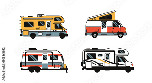 Camper Van Line color filled abstract design