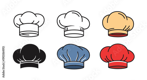 Schilderij op canvas Chef Hat Line art color vector clean design