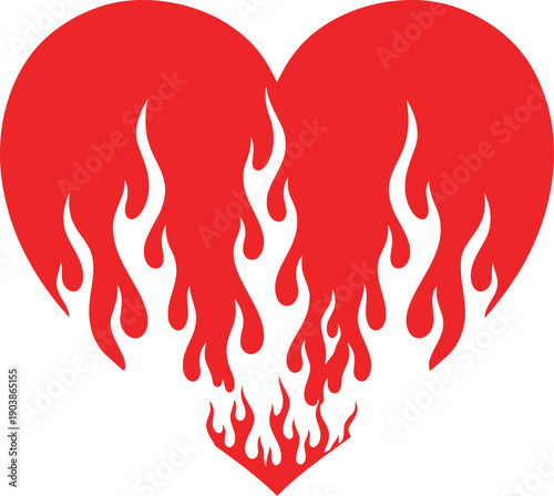 Burning heart with flames vector illustration