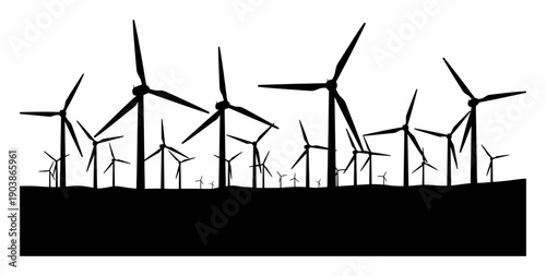 Wind Turbines Silhouette - Minimalist Vector