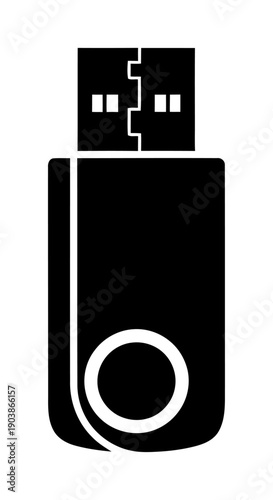 USB Drive Icon - Minimalist Vector Silhouette
