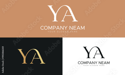 YA logo design for company, business, and brand identity