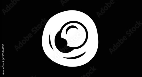 Simple black and white yin yang symbol on a circular white background.