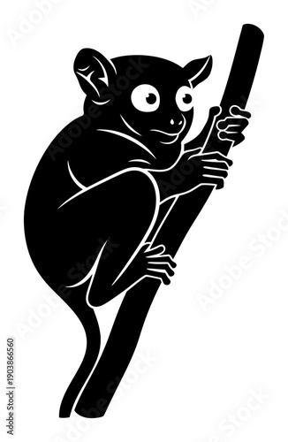 Tarsier Silhouette - Minimalist Vector Illustration