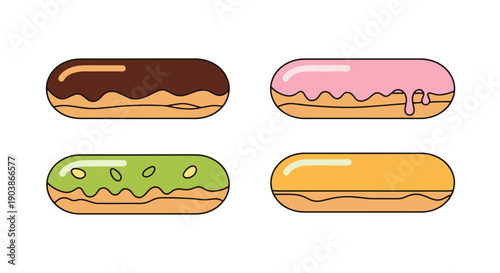 Eclair Line art filled flat design