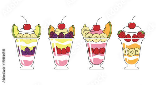 Fruit Parfait Line graphic art