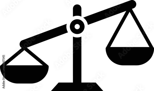 Black and white illustration of a balanced scale with two equal sides