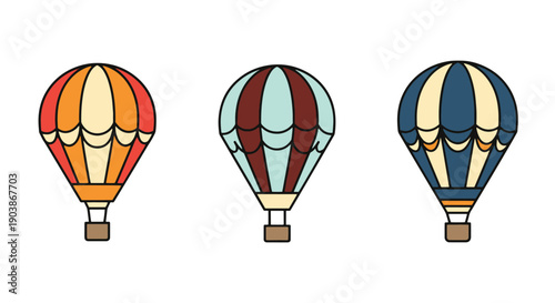 Hot Air Balloon Line art vibrant color