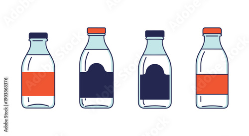 Milk Bottle Line art digital illustration
