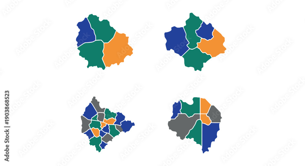 Obraz premium Map Line art vector flat illustration