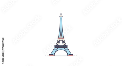 Simple line art illustration of the Eiffel Tower on a white background.