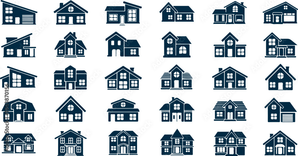 Obraz premium Flat Home Icon Vector Symbol Real Estate Building