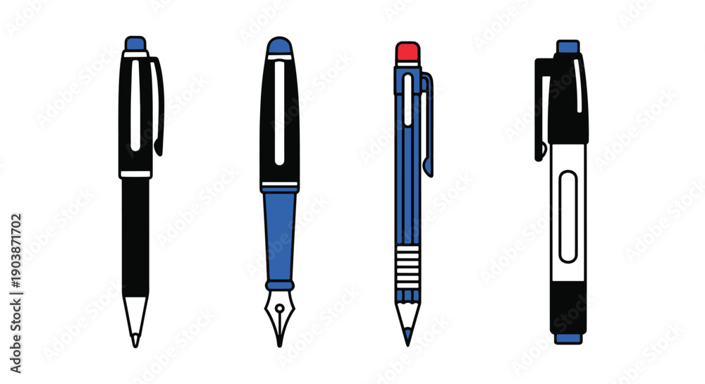 Fototapeta premium Pen Line art vector premium color outline design
