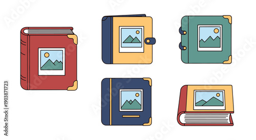 Photo Album Line art color filled abstract design