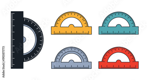Protractor Line art color illustration