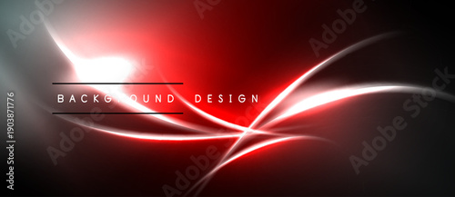 Abstract red, silver lines over black background. Modern design elements create dynamic visual effect. Text reads background design.