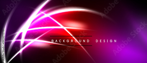 Abstract neon lines create vibrant, dynamic background. Red, purple hues dominate design, evoking energy, modernity.
