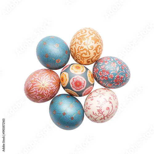 Colorful Eggs Display Arranged in a Circle for a Festive Celebration or Sprin...