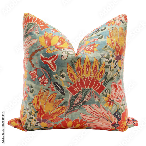 Decorative Pillow With Intricate Pattern in Warm Colors for Home Decor