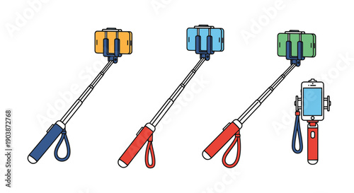 Selfie Stick Line colorful modern style