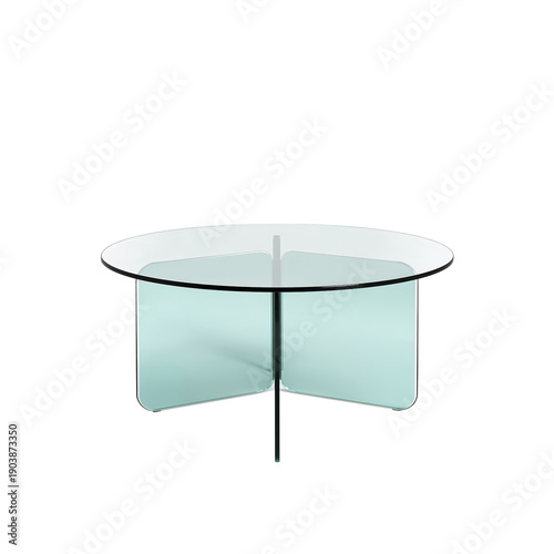 Modern Round Table Made From Glass and Metal in a Simple Design for Living Ro...