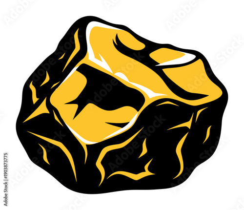 Gold Nugget Vector - Minimalist Silhouette