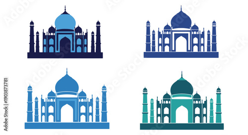 Taj Mahal Line art premium color outline design
