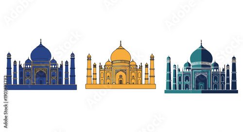 Taj Mahal Line art color vector minimal style