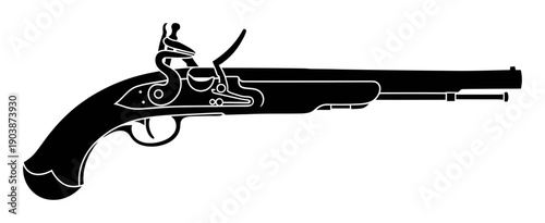Bilde på lerret Flintlock Pistol Silhouette - Vector Illustration