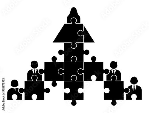 Teamwork Puzzle Arrow - Vector Illustration