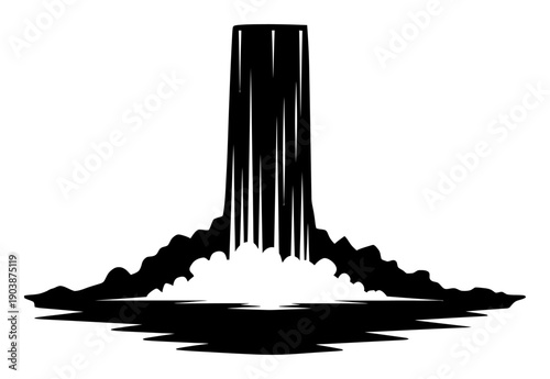 Cataract Waterfall Silhouette - Minimal Vector