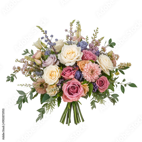 Bright Lilies Bloom With Red and White Petals in a Simple Arrangement on a Wh...
