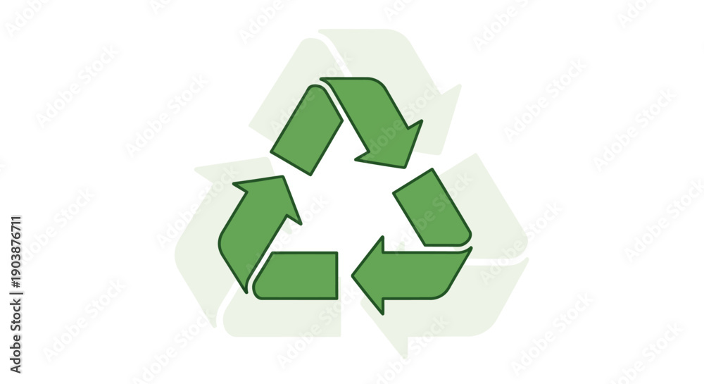 Obraz premium Green recycling symbol with arrows.