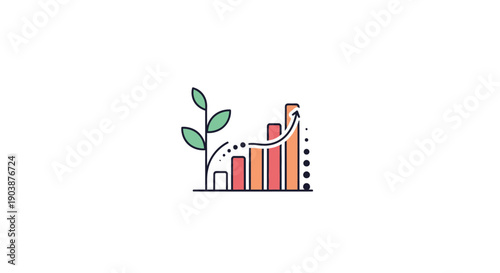 Growth chart with plant sprout.