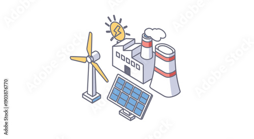 Industrial Renewable Energy Production Concept.