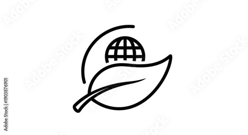Leaf and globe eco symbol icon.