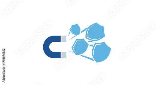 Magnet Attracting Metallic Blue Hexagons.