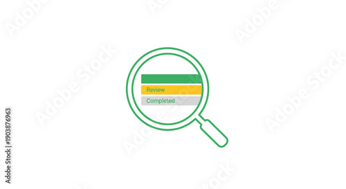 Magnifying glass with colorful bars inside.