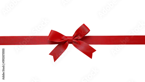 Red Ribbon With Bow Placed on a Plain Background Used for Decoration in Gift ...