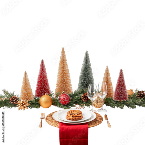 Decor With Red and Gold Ornaments and Candles on a Table for the Holiday Seas...