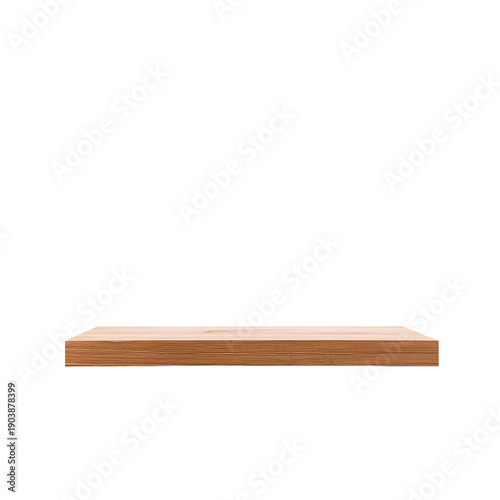 Wooden Shelf Placed Against a White Wall in a Simple Indoor Setting