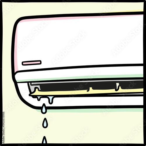 Air conditioner dripping water on light background  