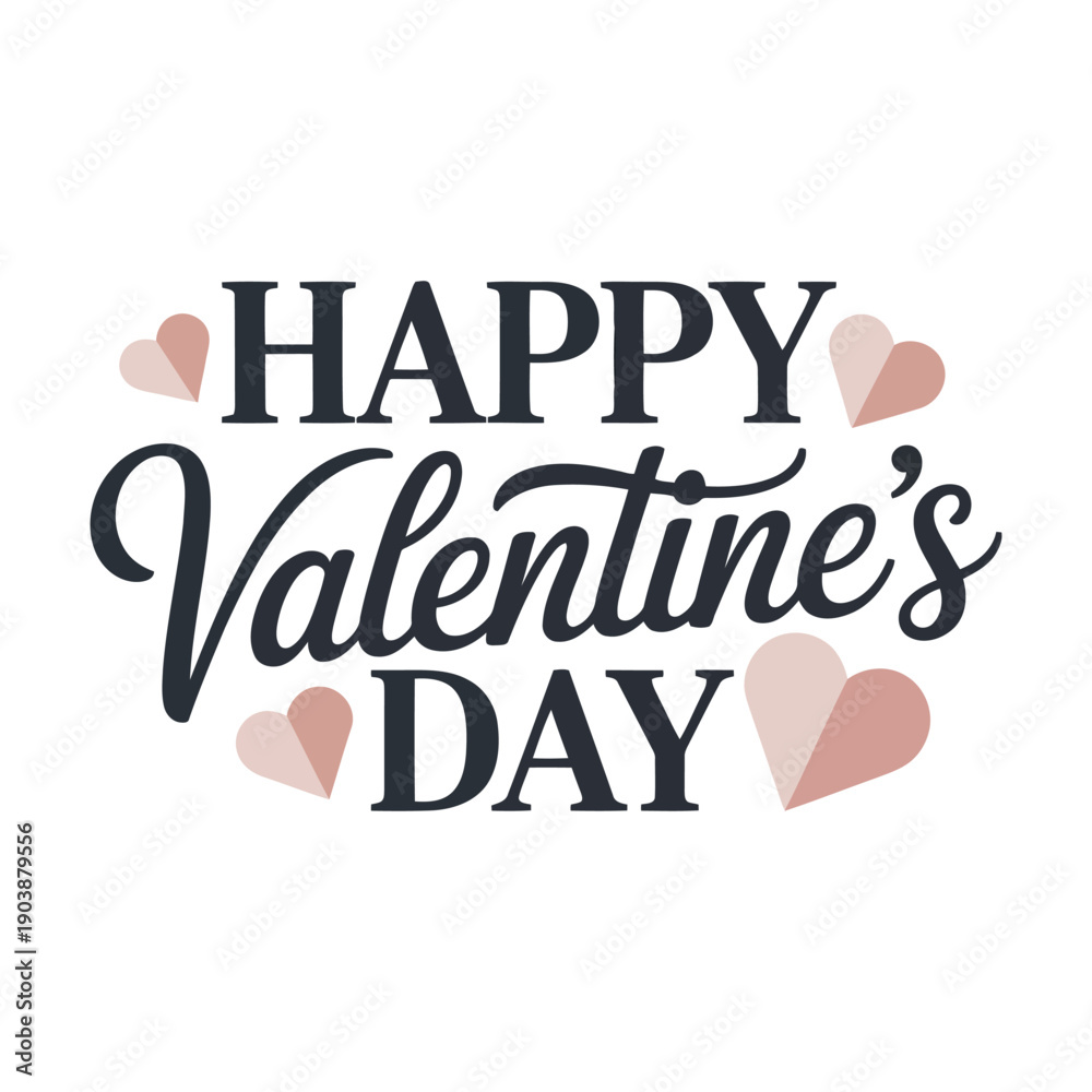 Fototapeta premium Happy valentines day greeting with pink hearts