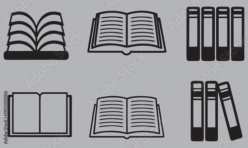 Book Illustrations and Book Stack Icons vector illustration