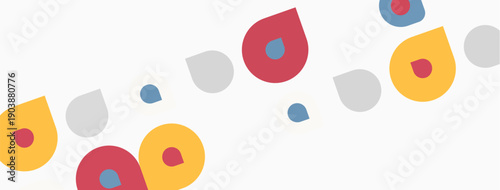 Abstract shapes scattered across pale background. Soft colors create playful, minimalist design. Simple forms suggest movement, texture.