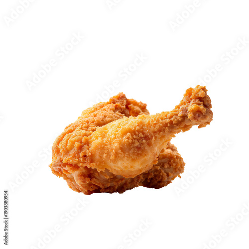 Fried Chicken Pieces Arranged on a White Background Ready for Serving at a Me...