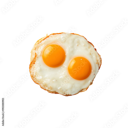 Breakfast With Two Fried Eggs on a White Plate Served in the Morning