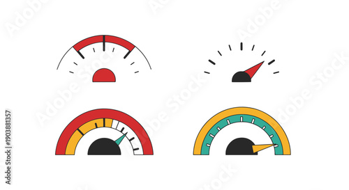 Airspeed Indicator color line art minimal style