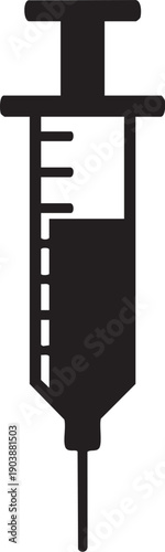 Vector icon medical syringe same pose same proportions four styles black solid glyph outline minimal flat multicolor filled cartoon flat shaded.